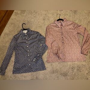 Women’s soft patterned long sleeve button down tops with collar. VINTAGE brands